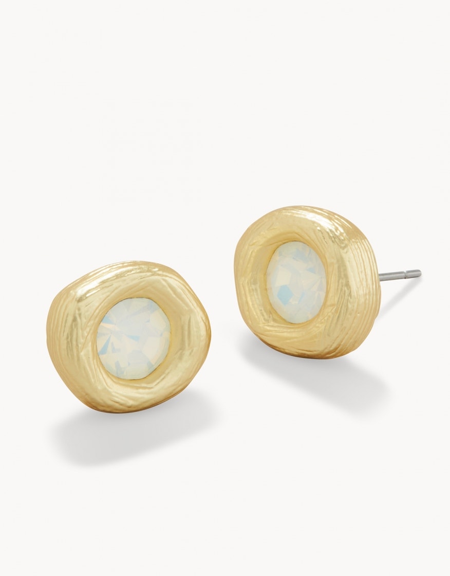 Treasured Gem Stud Earrings White Opal