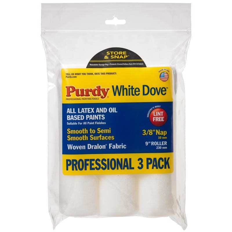 Purdy® WhiteDove Woven Dralon Fabric 9 in. W with 3/8 in. nap Paint Roller Cover 3 pk