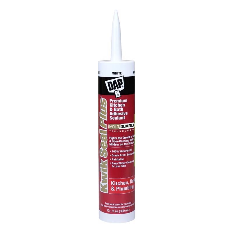 DAP Kwik Seal Plus Siliconized Latex Kitchen and Bath Sealant & Adhesive 10.1 oz White