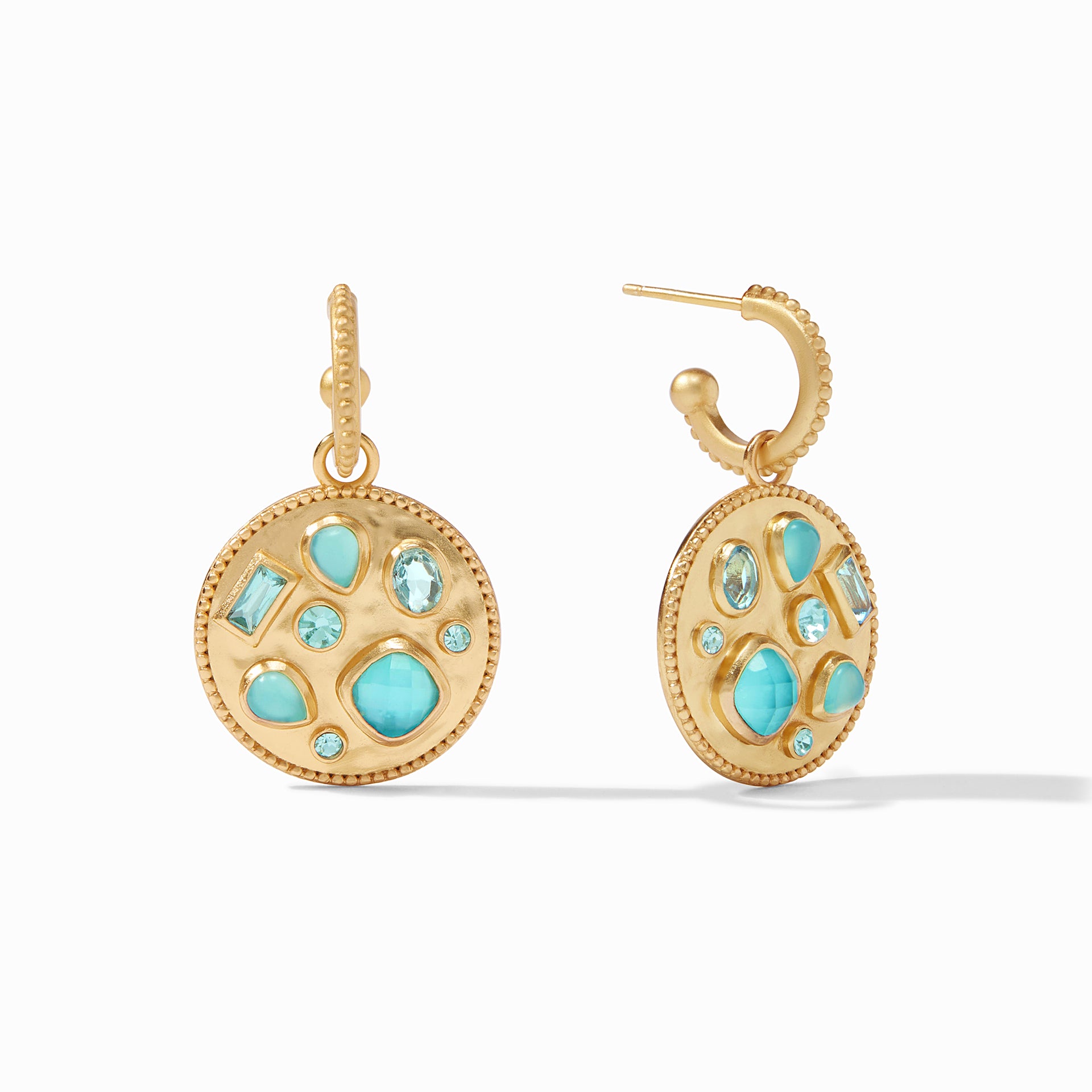 Antonia Mosaic Hoop & Charm Earring Iridescent Bahamian Blue