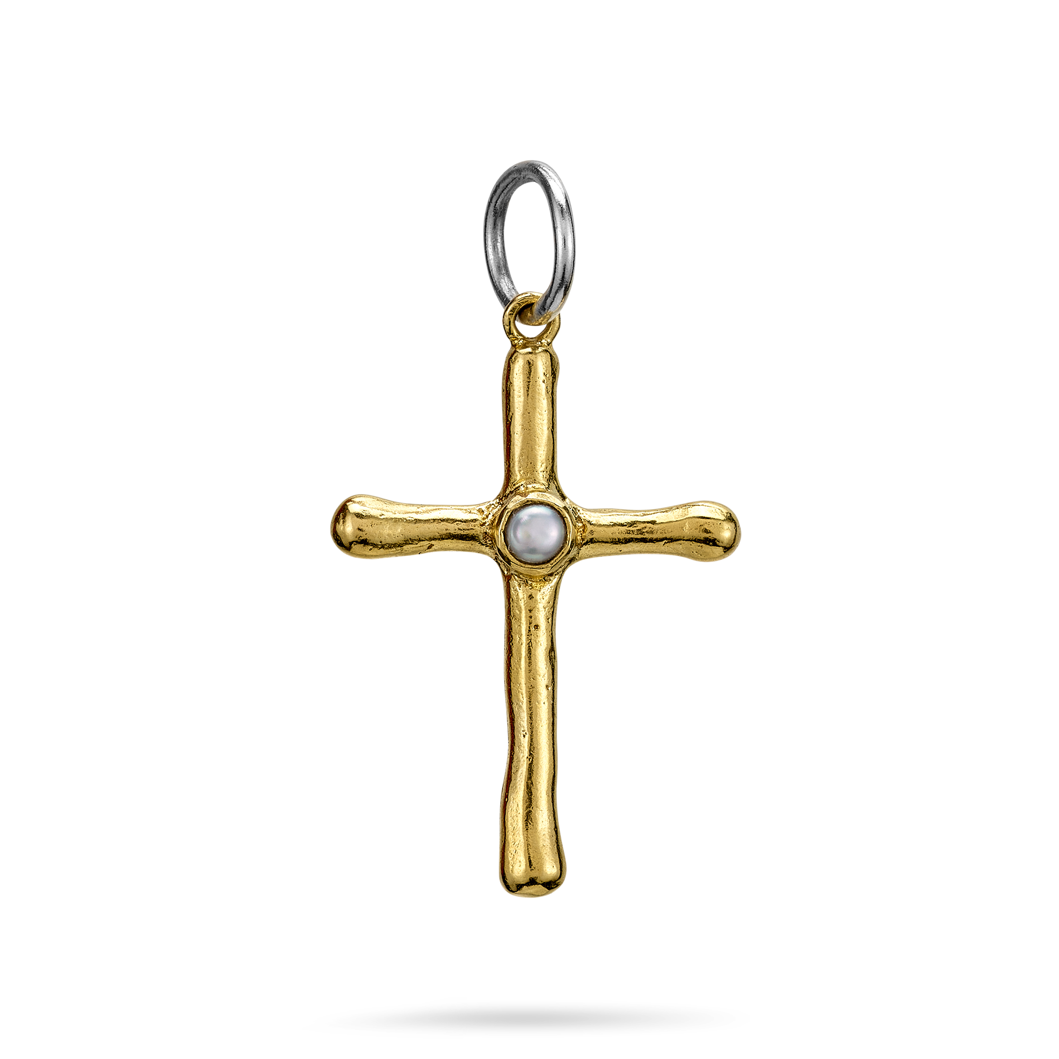 Poetic Cross with Pearl Pendant Ceramic Coated Brass