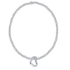 classic pattern 2mm sterling silver bracelet with love sterling charm