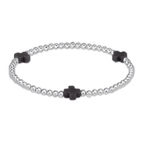 signature cross 3mm sterling silver bracelet charcoal