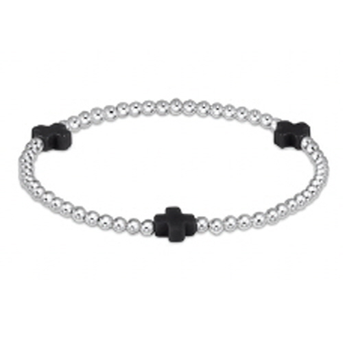 signature cross 3mm sterling silver bracelet onyx