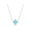 sterling silver 16" necklace with signature cross turquoise