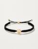 Friendship Bracelet Metallic Black with Peace Sign