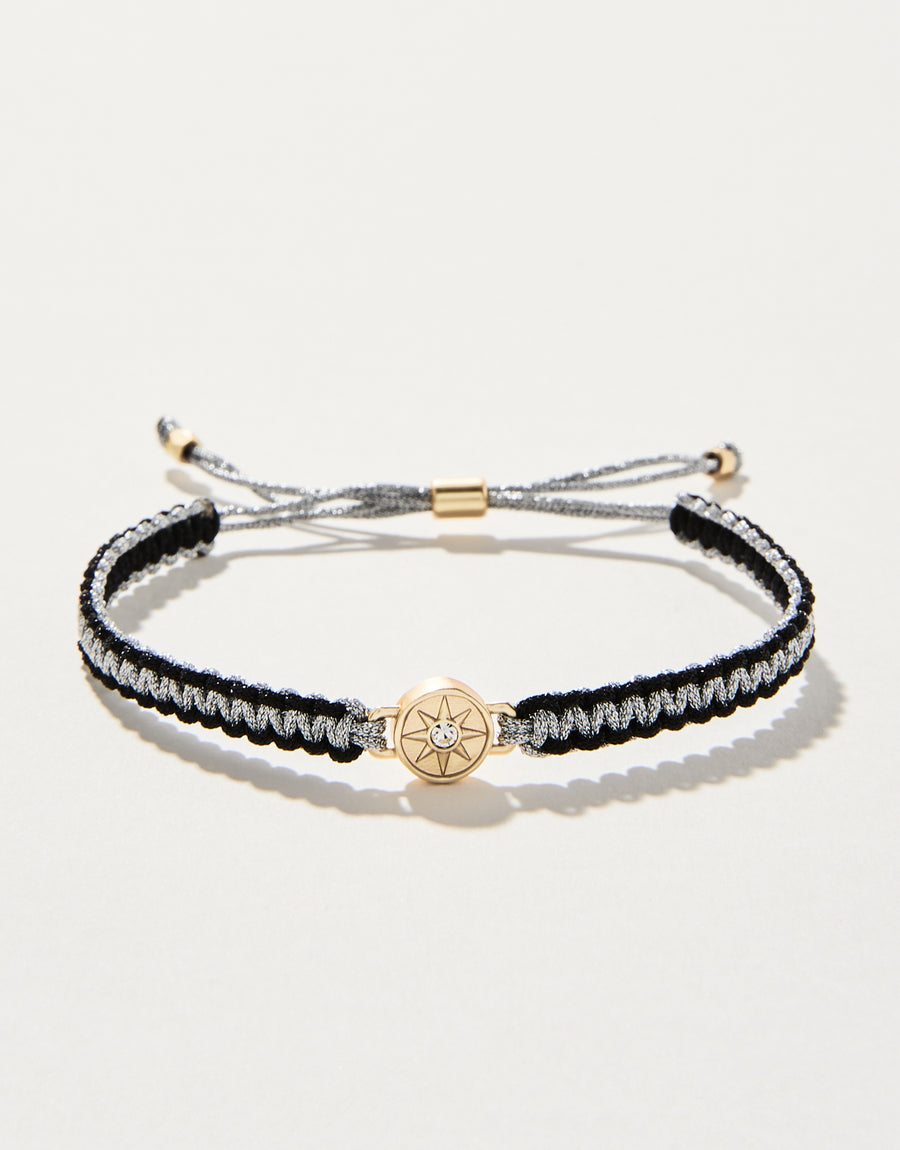 Friendship Bracelet Metallic Black & Silver with Star