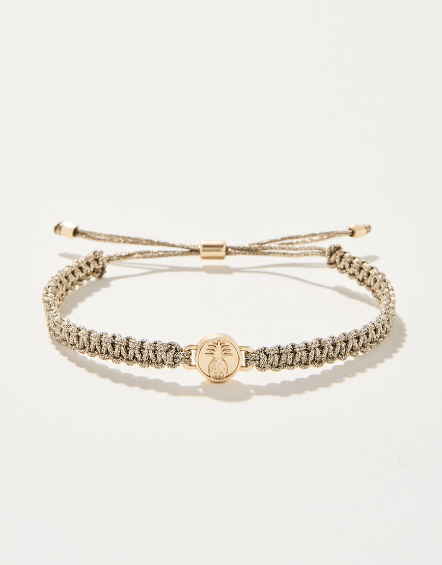 Friendship Bracelet Metallic Gold with Pineapple