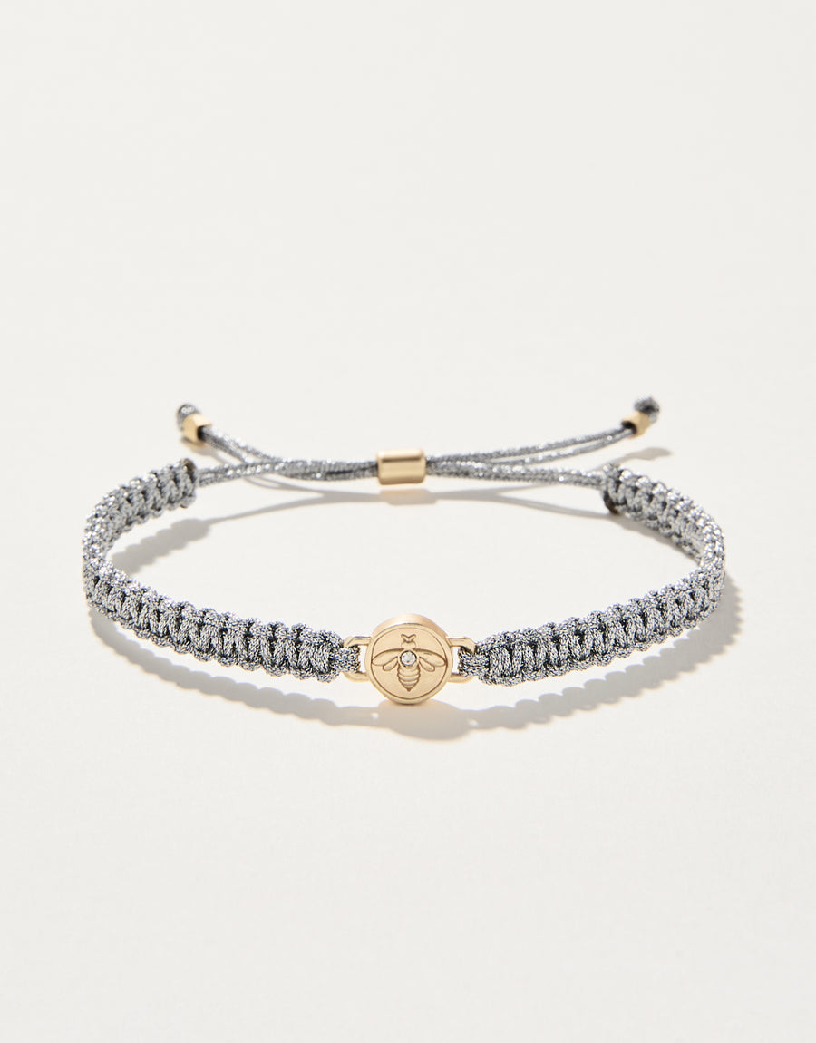 Friendship Bracelet Metallic Silver with Bee