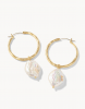 Pearl Drop Hoop Earrings