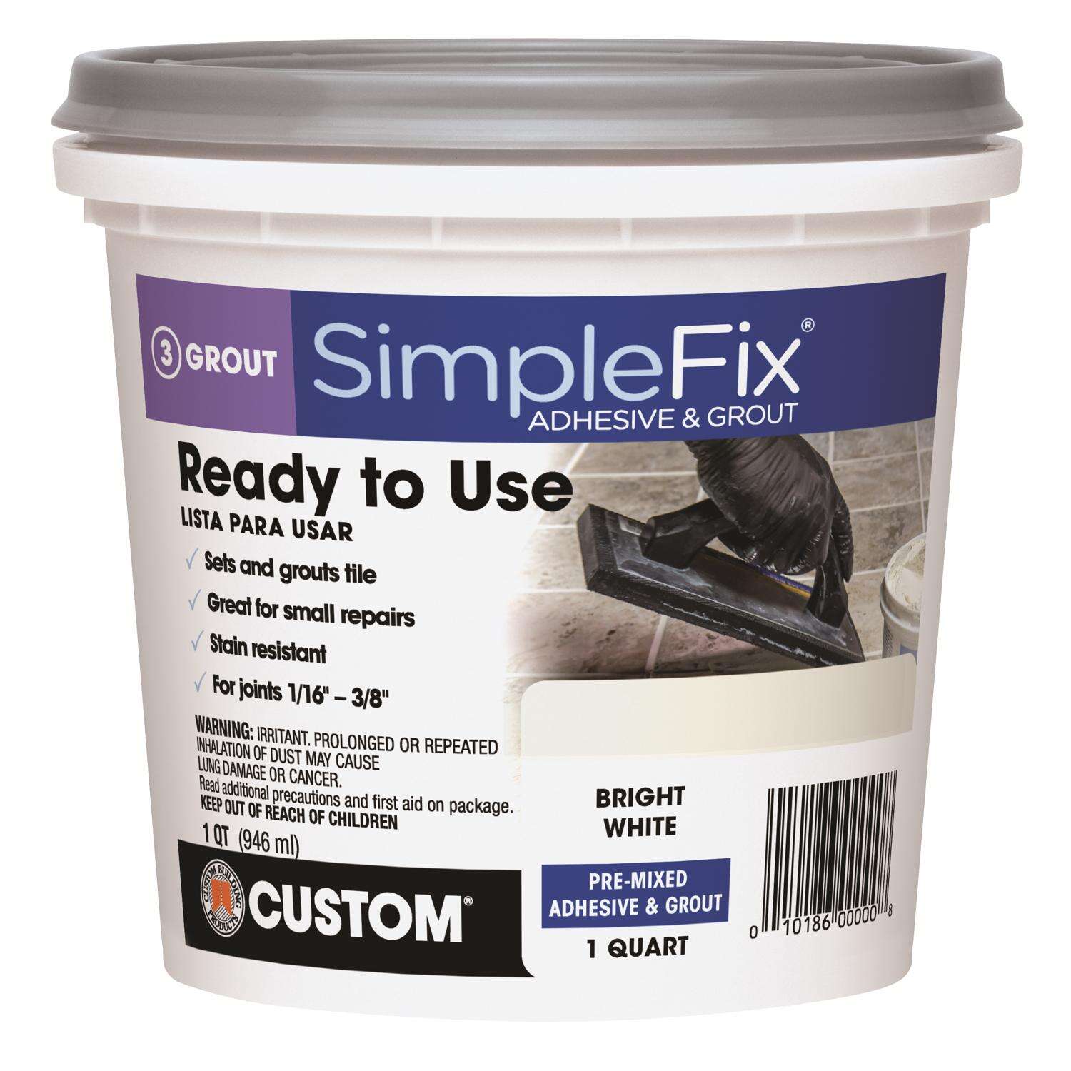 SimpleFix® Pre-Mixed Adhesive & Grout 1 qt. Bright White