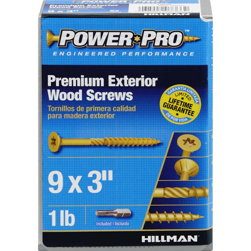 Hillman Power Pro Premium Exterior Wood Screws no 9 x 3" 1 lb