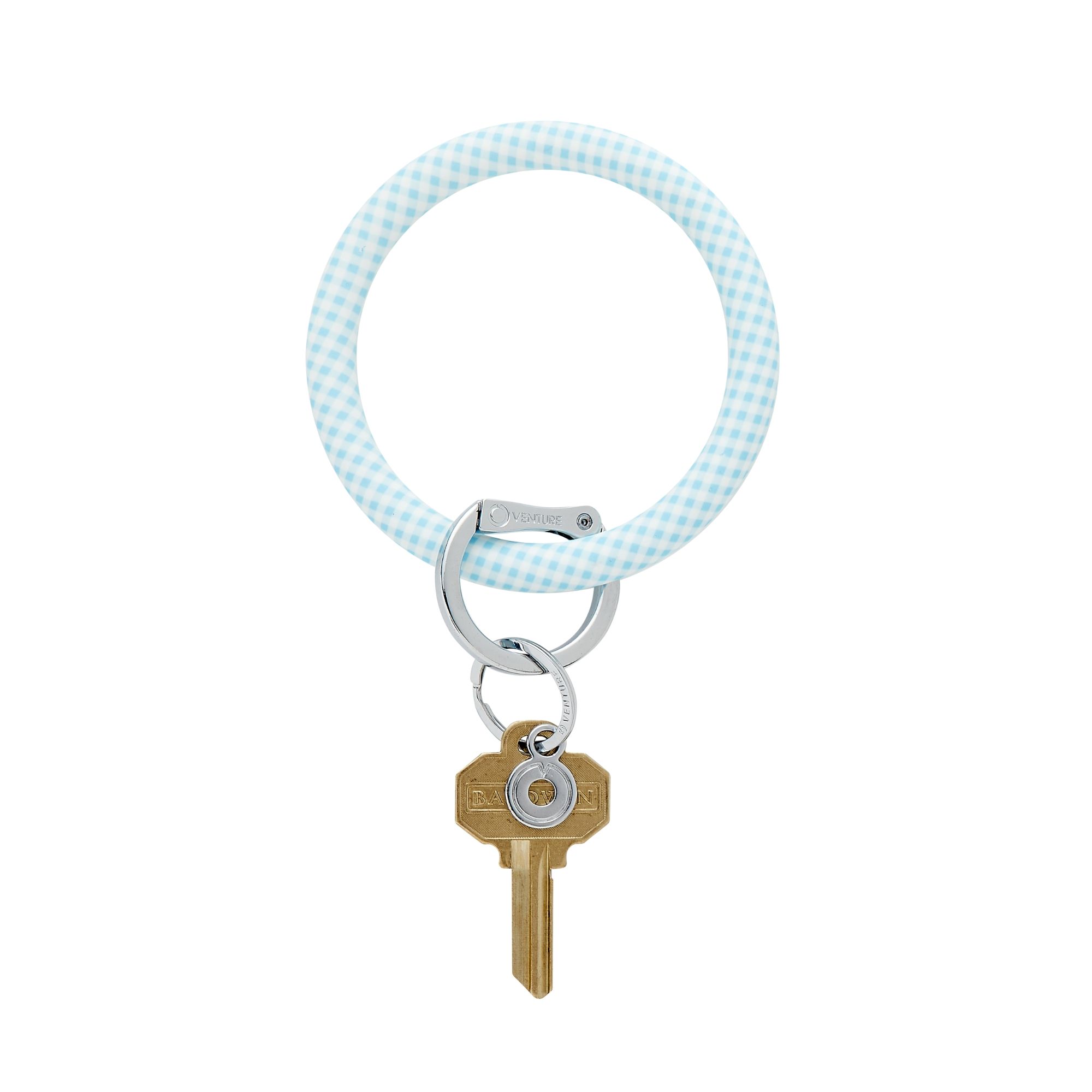 Gingham Sweet Carolina Blue - Silicone Big O® Key Ring