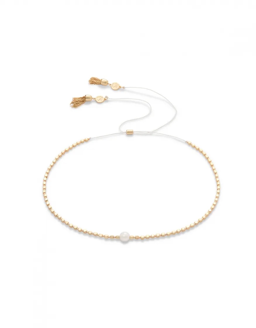 Twinkle Beaded Choker Gold and Pearl